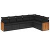vidaXL Set de comedor de jard&iacute;n 7 pzas y cojines rat&aacute;n sint&eacute;tico negro