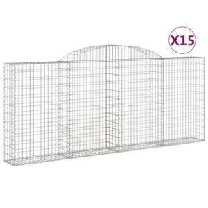 vidaXL Cestas gaviones 15 uds forma de arco hierro 300x30x120/140 cm