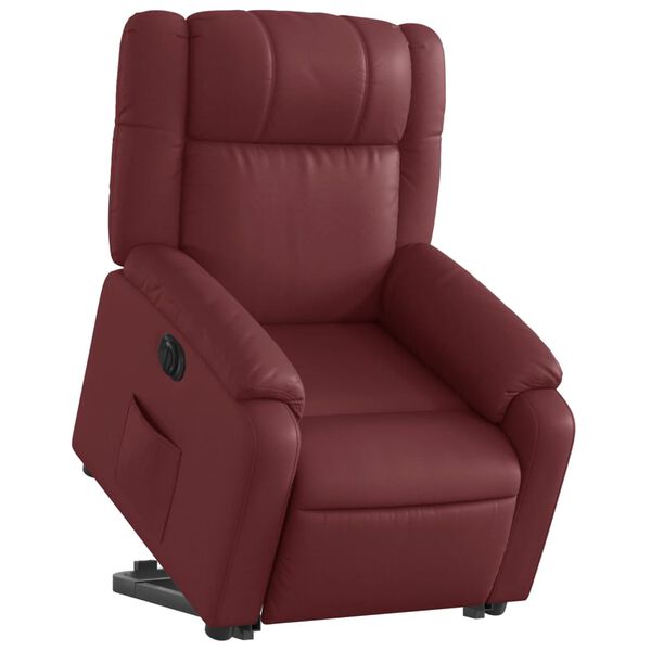 vidaXL Sillón elevable eléctrico cuero artificial rojo tinto