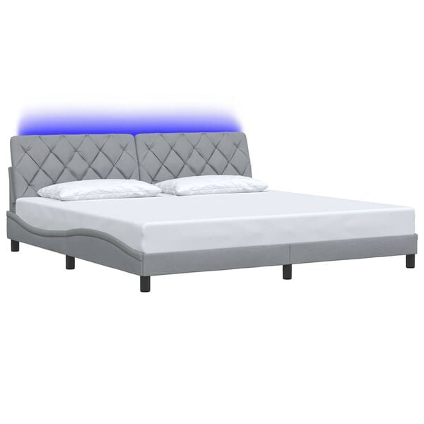vidaXL Estructura de cama con LED sin colch&oacute;n gris claro 200x200 cm