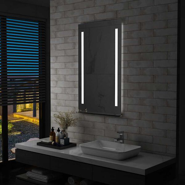 vidaXL Espejo de pared de ba&ntilde;o con LED y estante 60x100 cm
