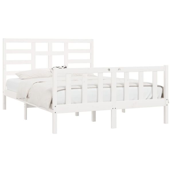 vidaXL Estructura de cama sin colchón madera de pino blanca 120x200 cm