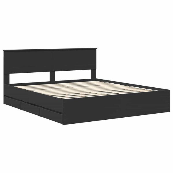 vidaXL Estructura de cama Negro 200 x 200 cm Madera Ingenieril