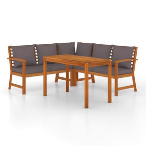 vidaXL Juego comedor de jard&iacute;n 4 pzas con cojines madera maciza acacia