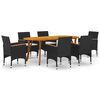 vidaXL Juego de comedor para jard&iacute;n de 7 piezas negro