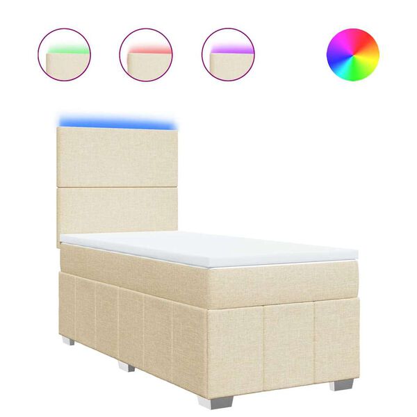 vidaXL Cama box spring con colch&oacute;n tela color crema 80x200 cm