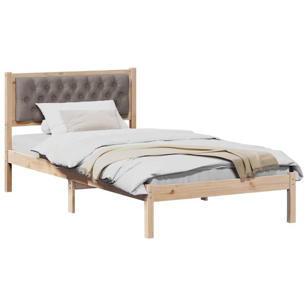 vidaXL Estructura de cama Taup&eacute; 100 x 200 cm Madera de pino macizo