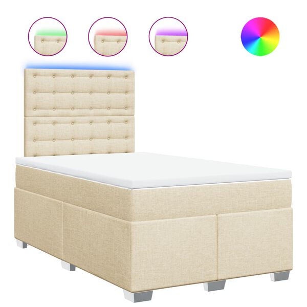 vidaXL Cama box spring con colch&oacute;n tela color crema 120x190 cm