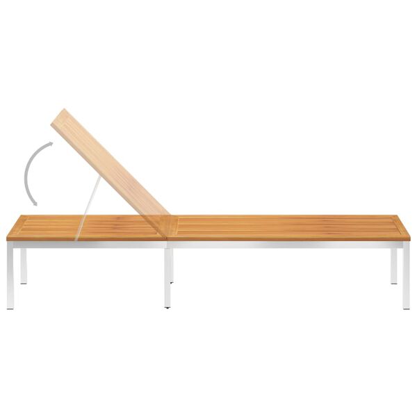 vidaXL Tumbona con coj&iacute;n madera maciza de acacia y acero inoxidable