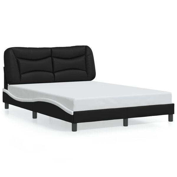vidaXL Estructura de cama sin colch&oacute;n Hvar cuero sint&eacute;tico negro blanco 120x200cm