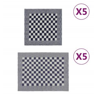 vidaXL Juego de pa&ntilde;os 10 unidades algod&oacute;n azul y blanco