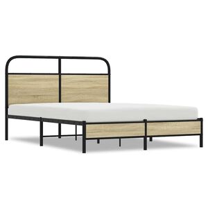 vidaXL Estructura de cama sin colch&oacute;n 135x190 cm madera roble Sonoma