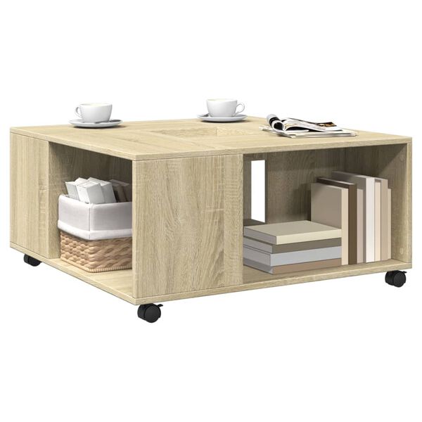 vidaXL Mesa de centro madera de ingenier&iacute;a roble Sonoma 80x80x40 cm