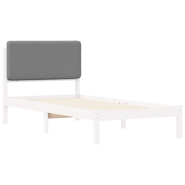 vidaXL Estructura de Cama con Cabecera Tapizada Gris Claro 90 x 190 cm