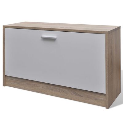 vidaXL Muebles de entradita con zapatero madera 3 color roble y blanco