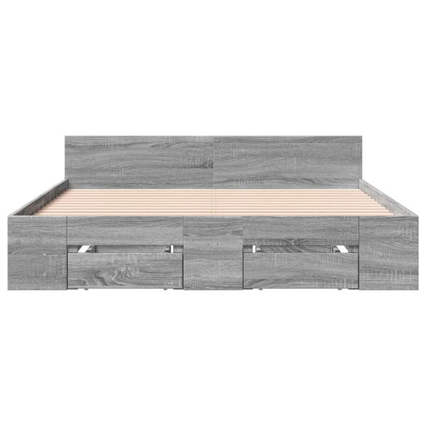 vidaXL Cama con cajones madera de ingenier&iacute;a gris Sonoma 135x190 cm