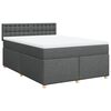vidaXL Cama box spring con colch&oacute;n tela gris oscuro 140x190 cm
