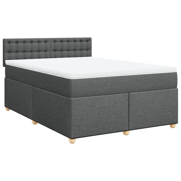 vidaXL Cama box spring con colch&oacute;n tela gris oscuro 140x190 cm