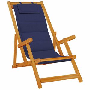 vidaXL Silla plegable con reposabrazos de madera de acacia azul y textilene.