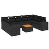vidaXL Set de sof&aacute;s de jard&iacute;n 10 pzas cojines rat&aacute;n sint&eacute;tico negro