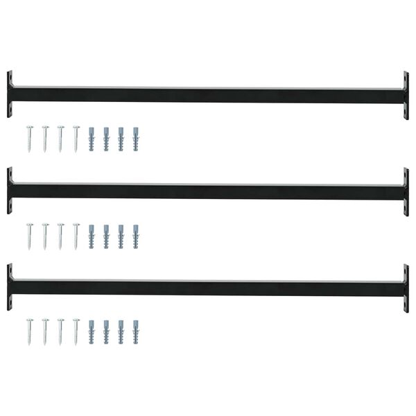 vidaXL Barra de seguridad ajustable para ventanas 3 pcs Negro Acero