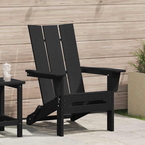 vidaXL Silla Adirondack Plegable Negro 74.5 x 80.5 x 90cm HDPE