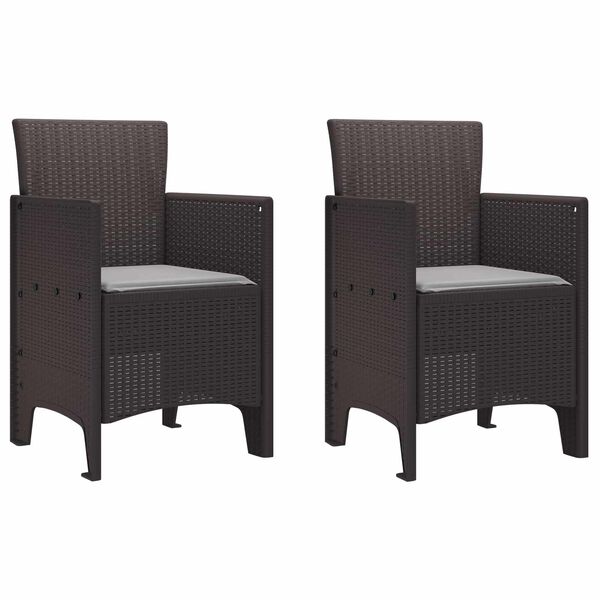 vidaXL Silla de Jard&iacute;n 2 pcs Marr&oacute;n 53 x 49 x 85 cm Polipropileno