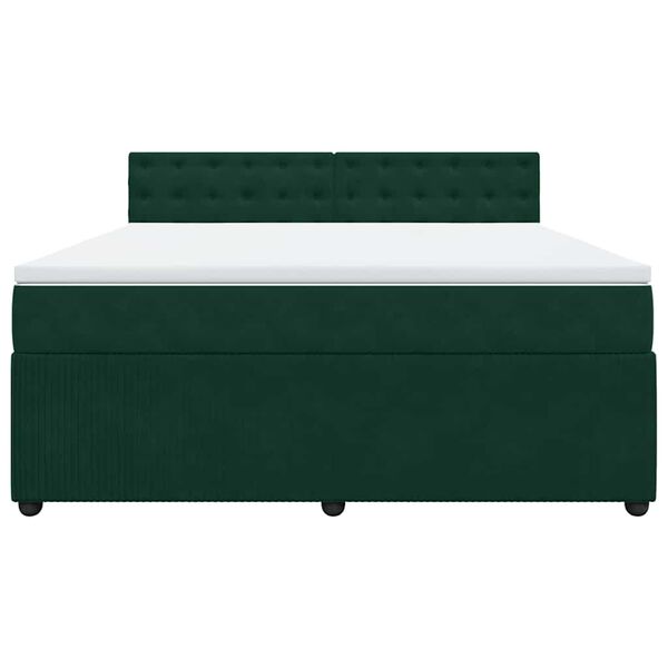 vidaXL Cama box spring con colch&oacute;n terciopelo verde oscuro 180x200 cm