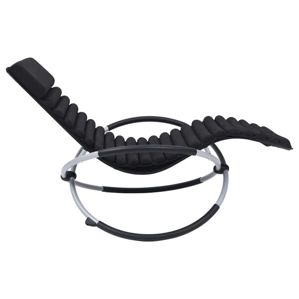 vidaXL Tumbona de jard&iacute;n con coj&iacute;n de acero negro