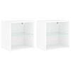 vidaXL Mesitas de noche de pared con luces LED 2 unidades blanco