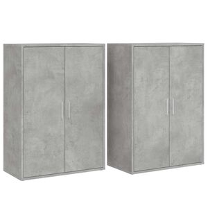 vidaXL Aparadores 2 uds madera de ingenier&iacute;a gris hormig&oacute;n 60x31x84 cm
