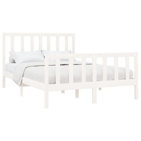 vidaXL Estructura de cama sin colch&oacute;n madera de pino blanca 140x200 cm