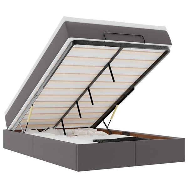 vidaXL Estructura cama otomana colch&oacute;n gris 120x190 cm cuero sint&eacute;tico