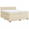 vidaXL Cama box spring con colch&oacute;n tela color crema 200x200 cm
