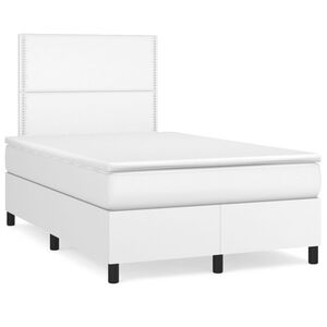 vidaXL Cama box spring con colch&oacute;n cuero sint&eacute;tico blanco 120x200 cm