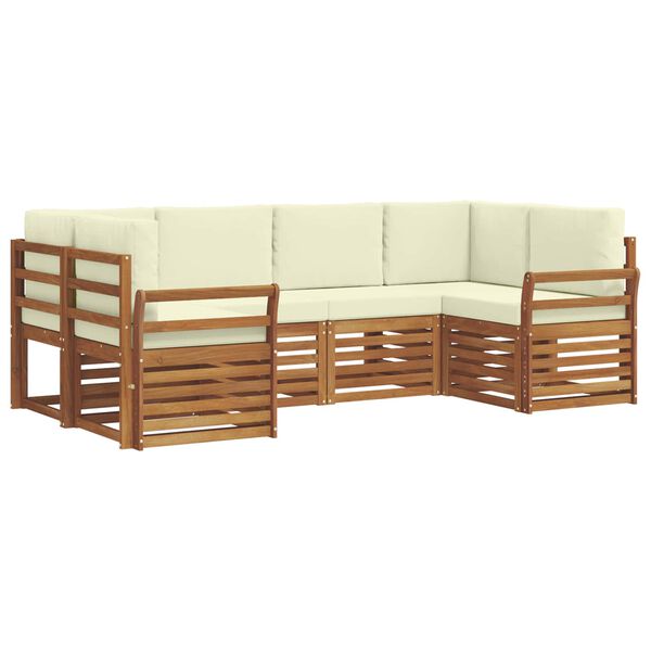 vidaXL Juegos de sof&aacute;s 6 pcs Natural y Crema Madera de Acacia S&oacute;lida