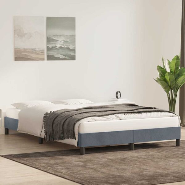 vidaXL Estructura de cama sin colchón terciopelo gris oscuro 160x220cm