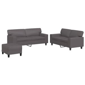 vidaXL Juego de sof&aacute;s 3 piezas cuero sint&eacute;tico gris