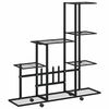 vidaXL Soporte de flores con rueda de metal negro 94,5x25x92,5 cm