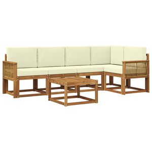 vidaXL Conjunto de sof&aacute;s de exterior 6 uds. Natural y Crema