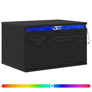 vidaXL Mesita de noche de pared con caj&oacute;n Roble Negro 50 x 36 x 30 cm