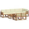 vidaXL Conjunto de sof&aacute;s de exterior con coj&iacute;n 9 pcs Natural y Crema