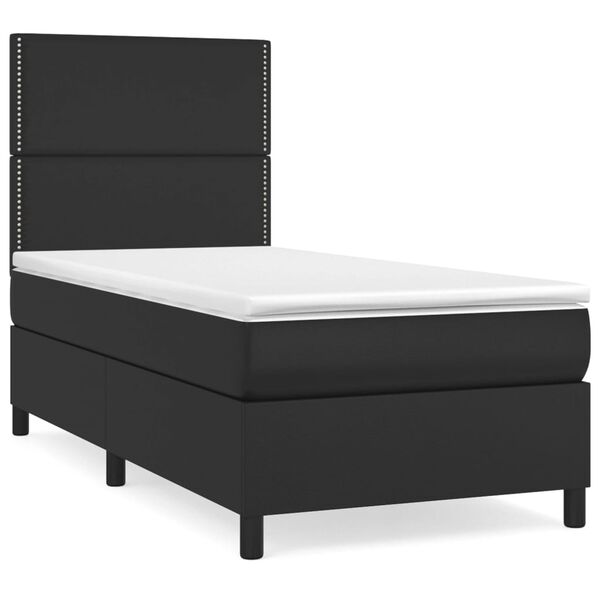 vidaXL Cama box spring con colch&oacute;n cuero sint&eacute;tico negro 100x200 cm