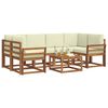 vidaXL Conjunto de sof&aacute;s de exterior con coj&iacute;n 7 pcs Natural y Crema