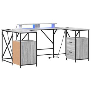 vidaXL Escritorio Gris Sonoma Madera de ingenier&iacute;a 182 x 101 x 87,5 cm