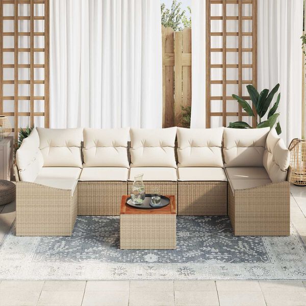 vidaXL Conjunto de sofá de jardín 8 pcs Beige y blanco