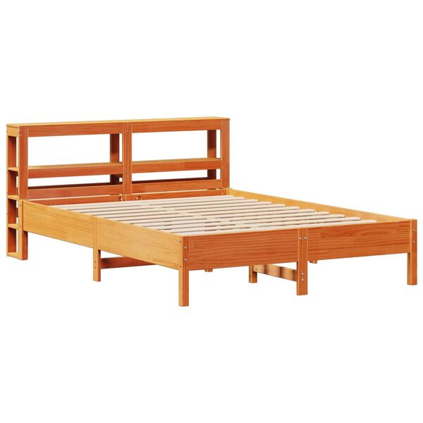 vidaXL Cama sin colch&oacute;n madera maciza de pino marr&oacute;n cera 160x200 cm