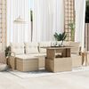 vidaXL Conjunto de sof&aacute; de jard&iacute;n 7 pcs Beige Polirat&aacute;n