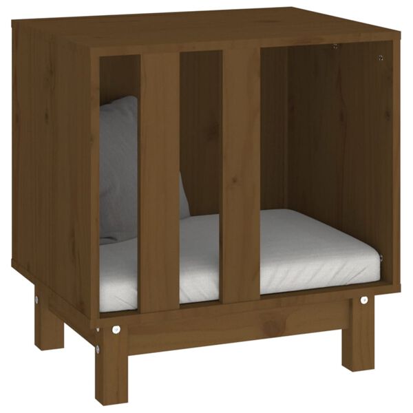 vidaXL Cama para perros madera maciza pino marr&oacute;n miel 50x40x52 cm