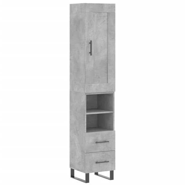 vidaXL Aparador de madera contrachapada gris hormig&oacute;n 34,5x34x180 cm